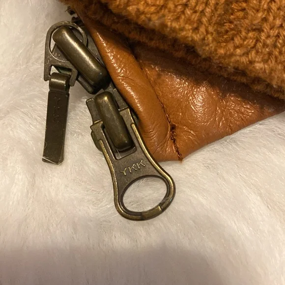 Twiggy leather wool leather jacket small cognac brown womens - Picture 4 of 12